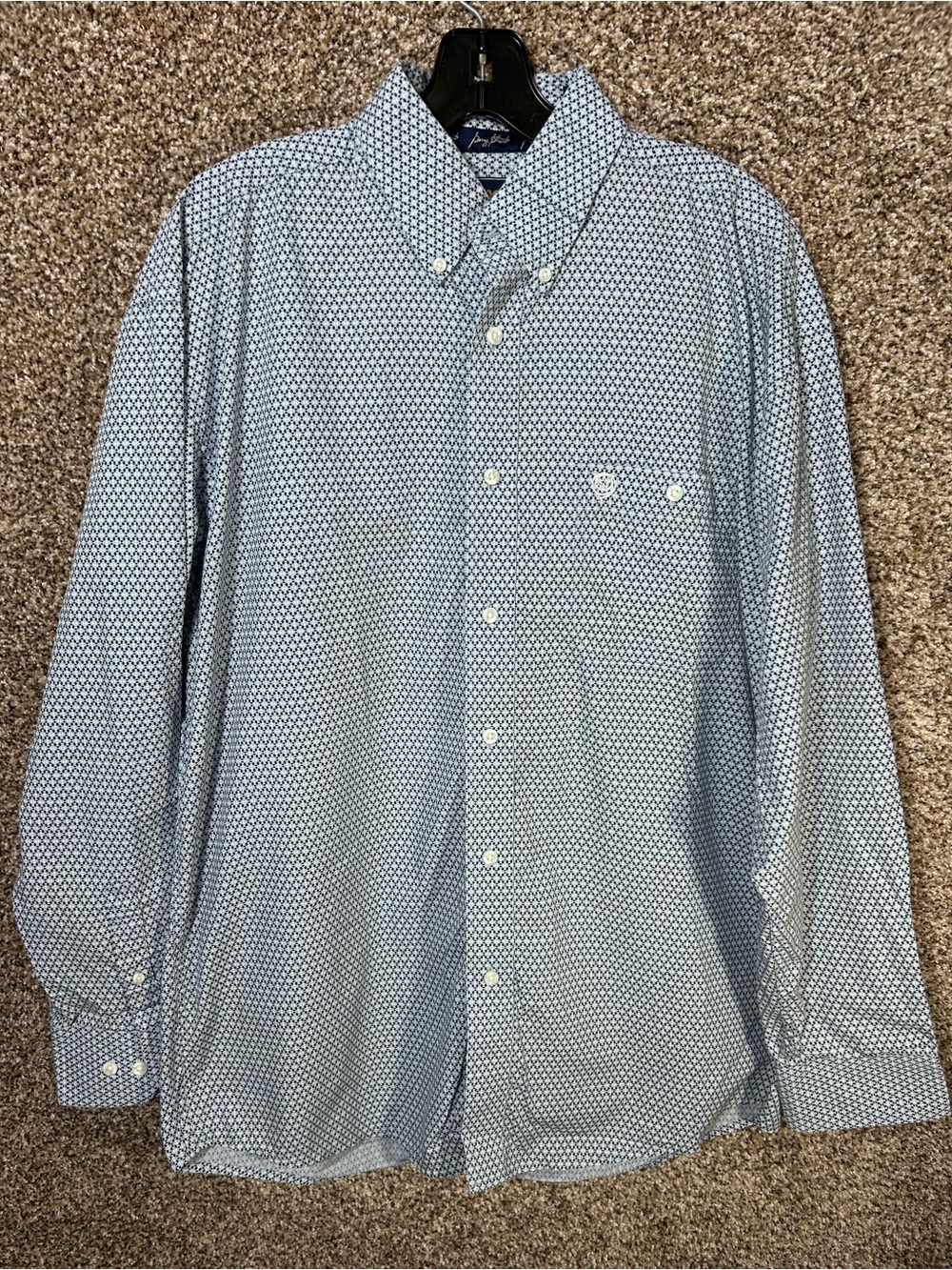 Wrangler George Straight Light Blue Geometric Button-Up Dress Shirt